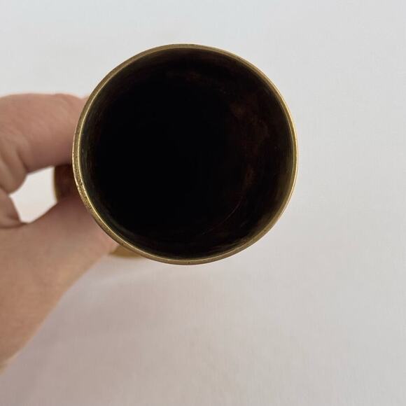 Vintage Solid Brass Bud Vase Hand Engraved Floral Feather Design 6.5" India - Picture 5 of 7